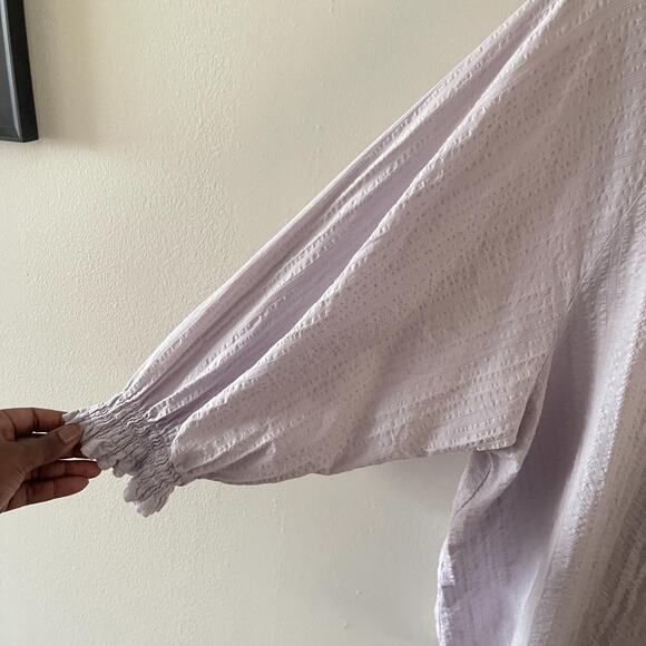 Uniqlo Top Women Medium Light Purple Long Sleeve Boat Neck Elastic Cuffs Cotton - Picture 4 of 10